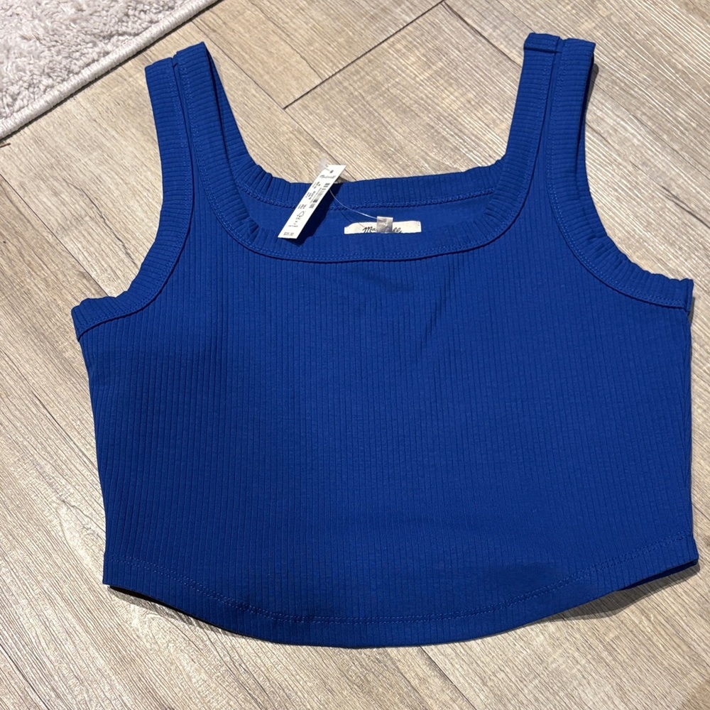 Madewell Royal Blue Ribbed Crop Top